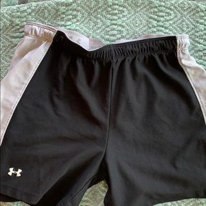 Black and white Under Armour athletic shorts